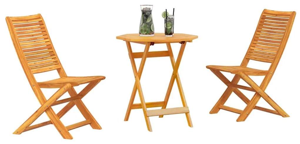 vidaXL Φορητό Σετ Μπιζερί 3 pcs Καφέ Στερεό Ξύλο Ακακίας