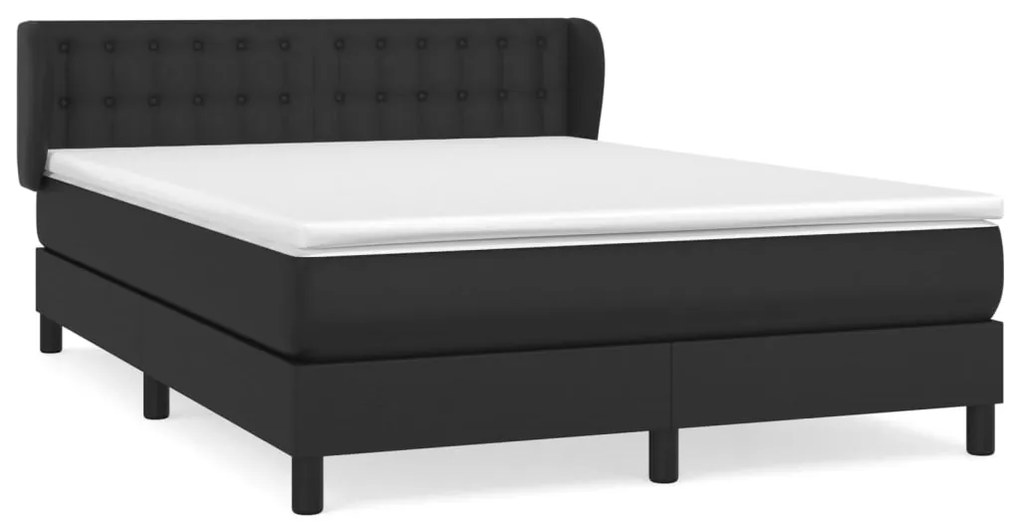 vidaXL Κρεβάτι Boxspring με Στρώμα Μαύρο 140x190εκ.από Συνθετικό Δέρμα