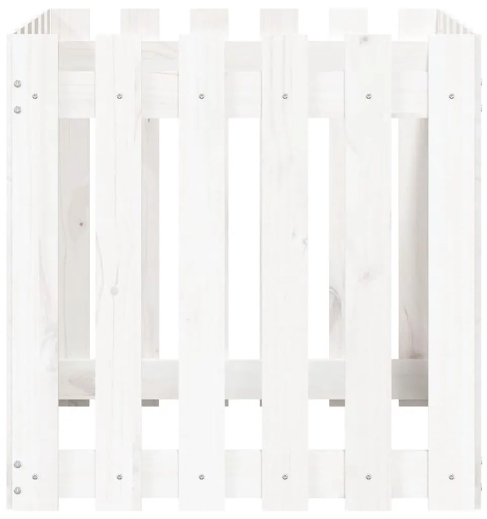 vidaXL Ζαρντινιέρα με Σχέδιο Φράχτη Λευκή 60 x 60 x 60 εκ. Μασίφ Πεύκο