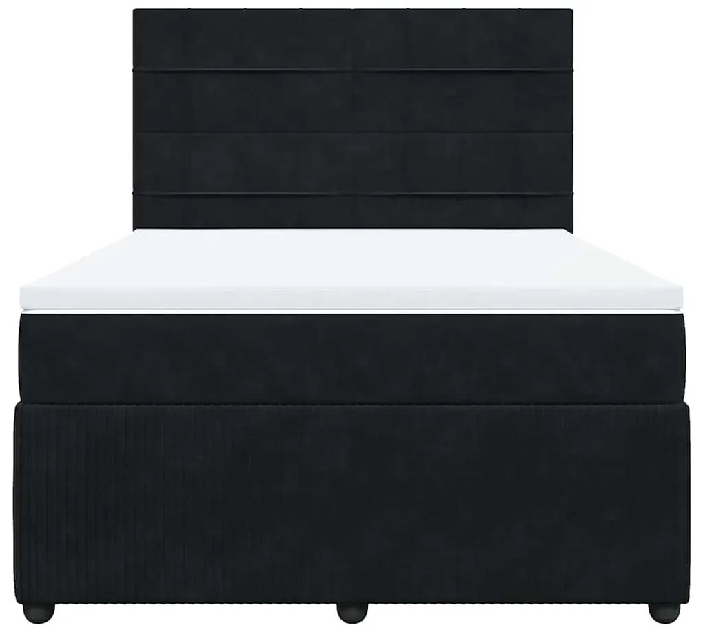 vidaXL Κρεβάτι Boxspring με Στρώμα Μαύρο 140x190 εκ. Βελούδινο