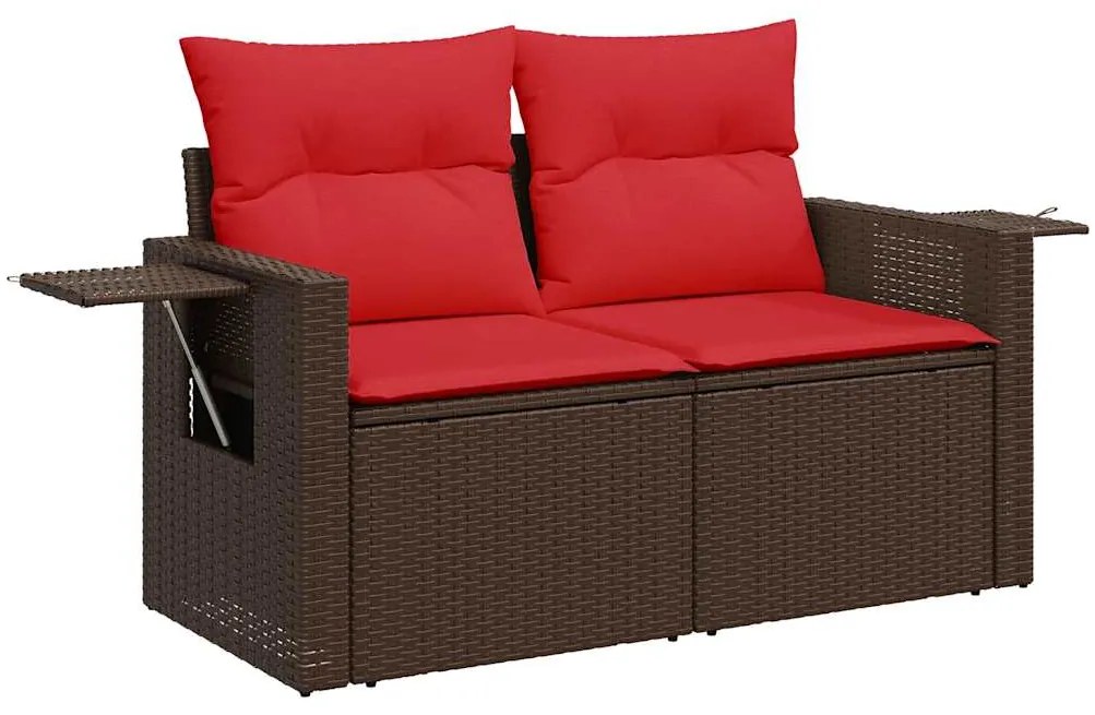 vidaXL Σαλόνι Κήπου Σετ 8 τεμ Καφέ Συνθετικό Ρατάν Μαξιλάρια ακακίας