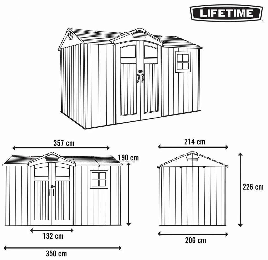 Μικρό σπιτάκι Lifetime 356 x 225 x 213 cm Γκρι