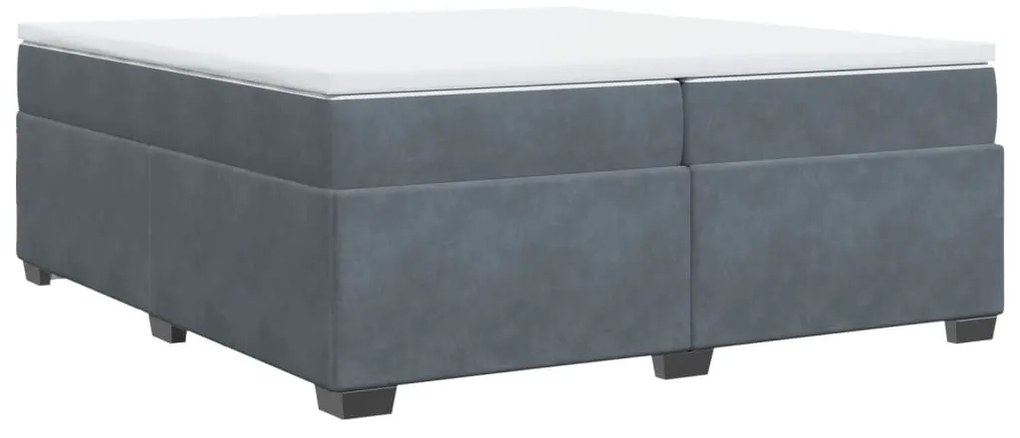 vidaXL Κρεβάτι Boxspring με Στρώμα Σκούρο Γκρι 200x200 εκ. Βελούδινο