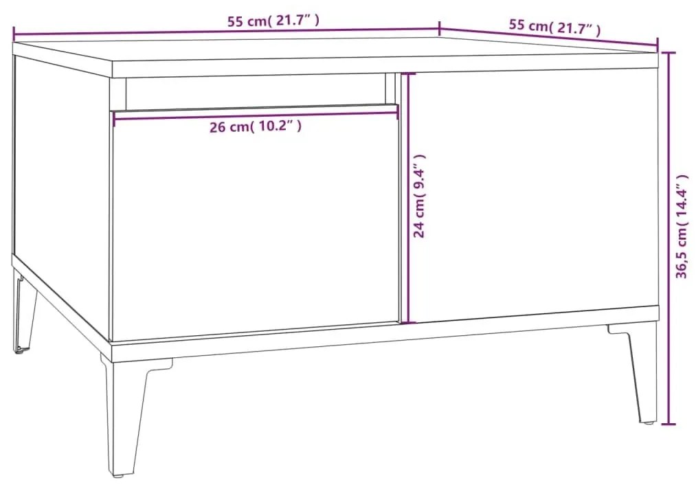 Τραπεζάκι Σαλονιού Λευκό 55x55x36,5 εκ. από Επεξεργασμένο Ξύλο - Λευκό