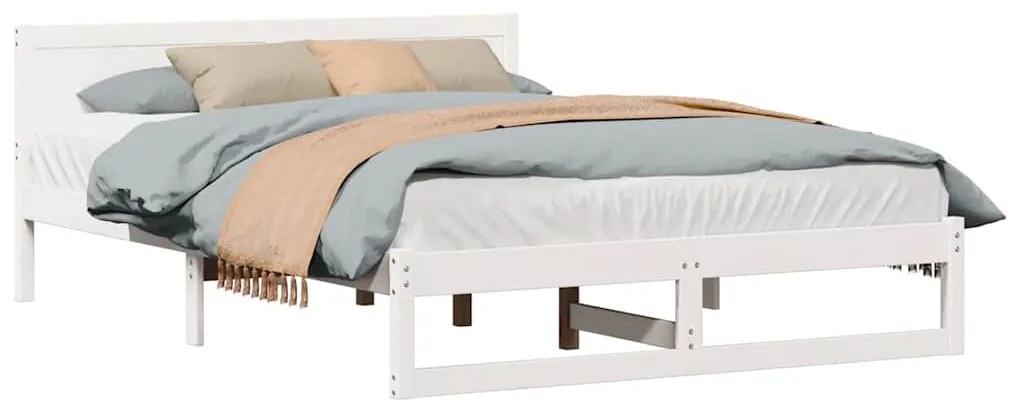 vidaXL Σκελετός Κρεβατιού Λευκό 140 x 200 cm Μασίφ ξύλο πεύκου