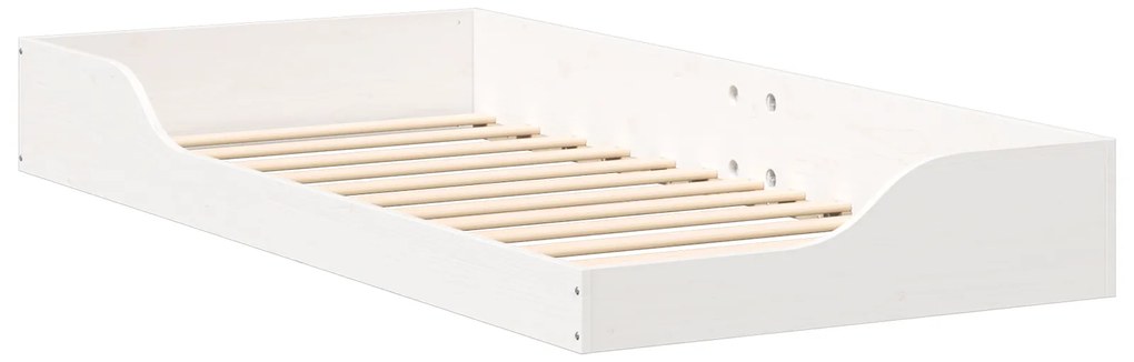 vidaXL Κρεβάτι δαπέδου Λευκό 90 x 200 cm Συμπαγές ξύλο πεύκου
