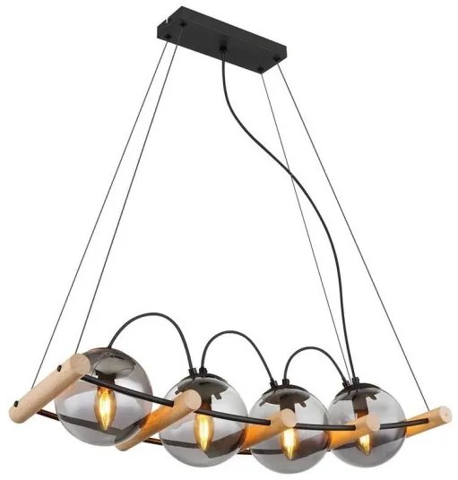 Κρεμαστό Φωτιστικό Οροφής 4xE27 15W Leona 15883-4H Globo Lighting-15883-4H-Μαύρο 15883-4H