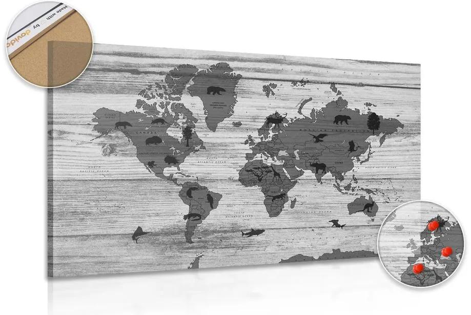 Εικόνα σε ασπρόμαυρο χάρτη από φελλό σε ξύλινο φόντο - 90x60  transparent