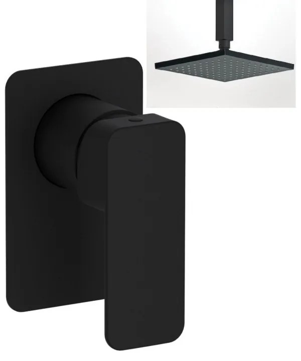 Eurorama Quadra Black Matt Ανακλινόμενη κεφαλή 20x20εκ.+Μπράτσο Τοίχου+Μπράτσο οροφής +Μίκτης Εντοιχισμού 1 Εξόδου