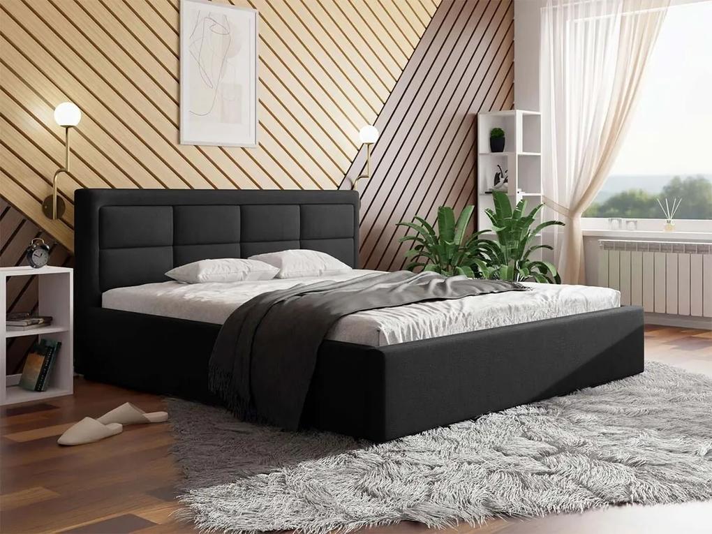 Κρεβάτι Pomona 102, Διπλό, Μαύρο, 180x200, Ταπισερί, Τάβλες για Κρεβάτι, 200x223x93cm, 98 kg | Epipla1.gr
