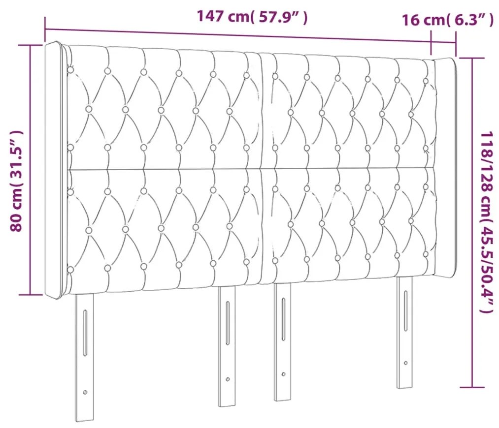 vidaXL Κεφαλάρι Κρεβατιού LED Σκούρο Γκρι 147x16x118/128εκ. Υφασμάτινο