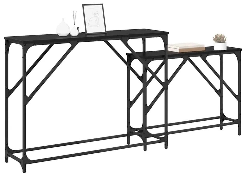 vidaXL Τραπέζι κονσόλας 2 pcs Μαύρη Οξυά 100 x 28 x 75 εκ.