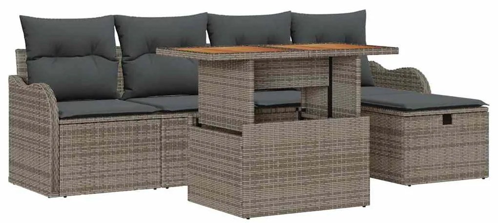 vidaXL Σετ Καναπέ Κήπου Ρυθμιζόμενο ύψος 6 pcs Γκρι συνθετικό ρατάν