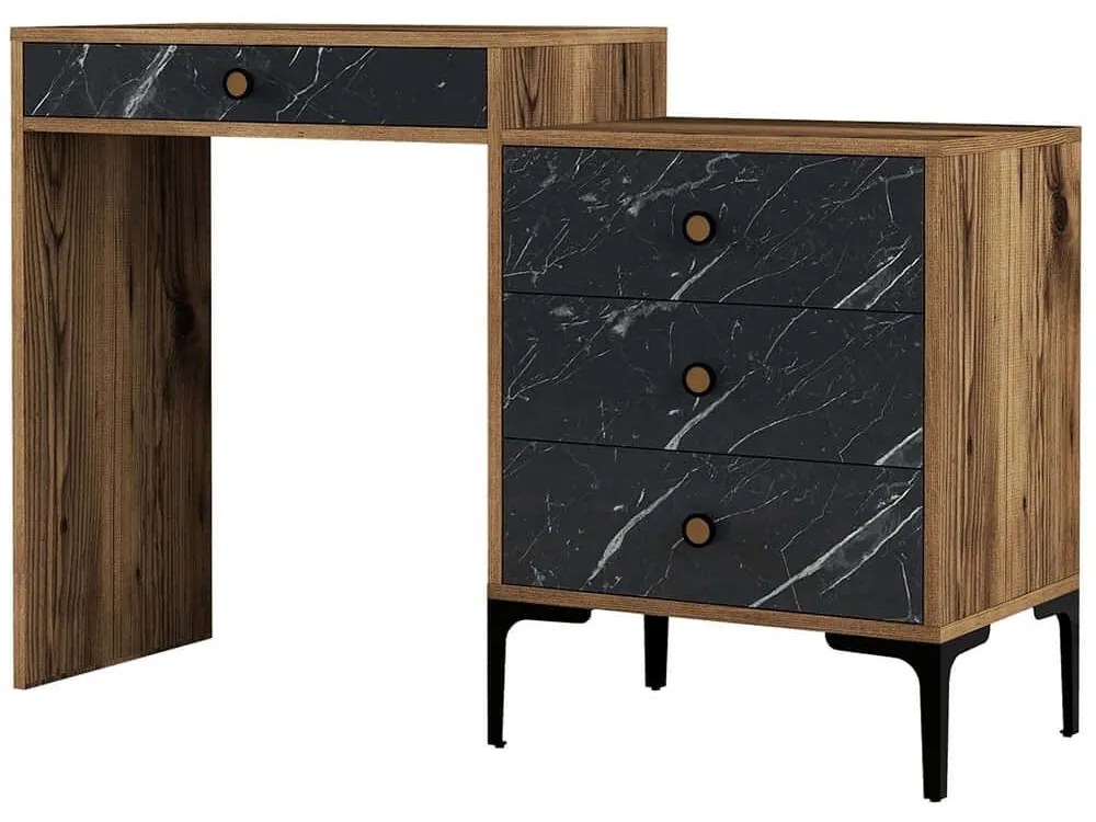 Τουαλέτα Lizbon 845HCT2306 124x40x84,7cm Marble Effect Black-Walnut