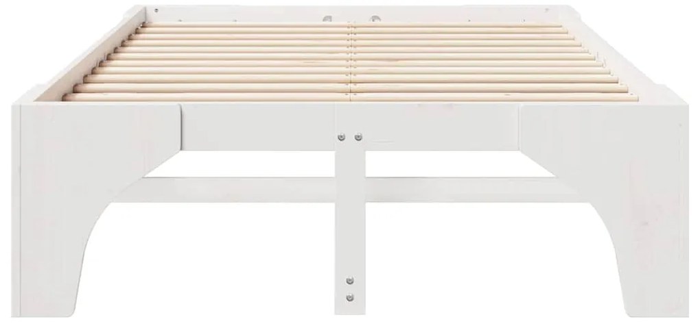 vidaXL Κρεβάτι δαπέδου Λευκό 140 x 190 cm Μασίφ ξύλο πεύκου