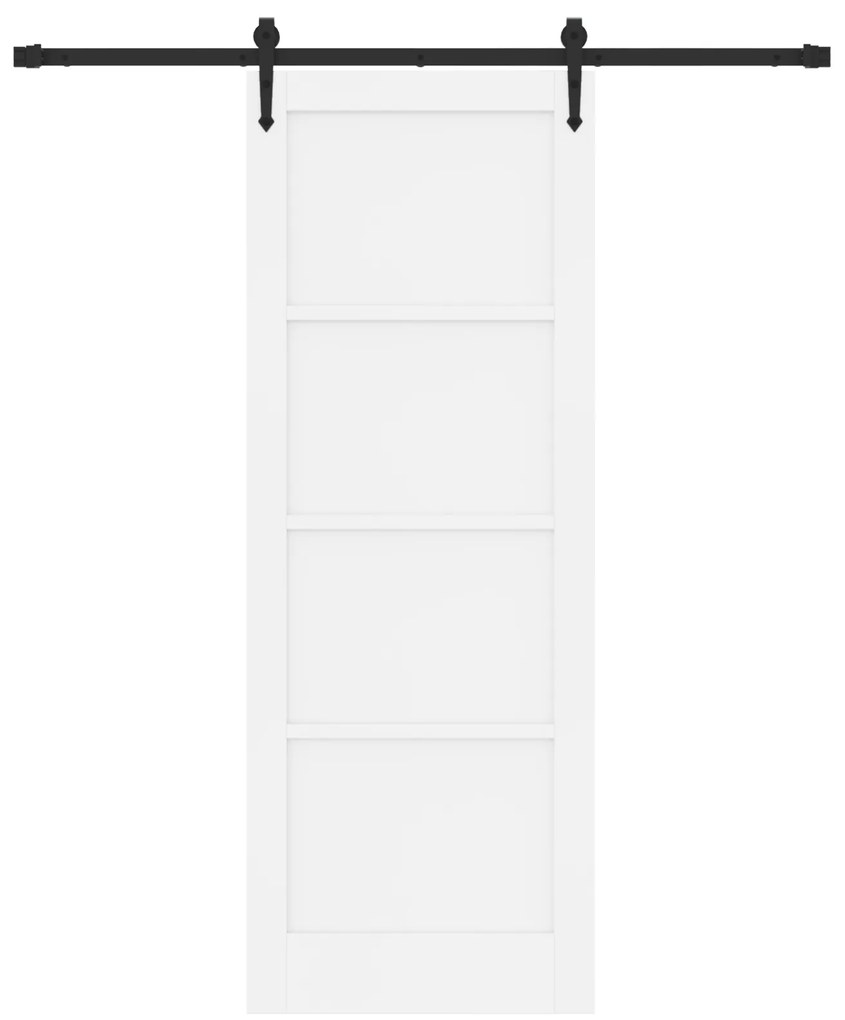 vidaXL Συρόμενη Πόρτα με Σετ Υλικών Λευκή 78x211 εκ. Συμπαγές Ξύλο Πεύκο