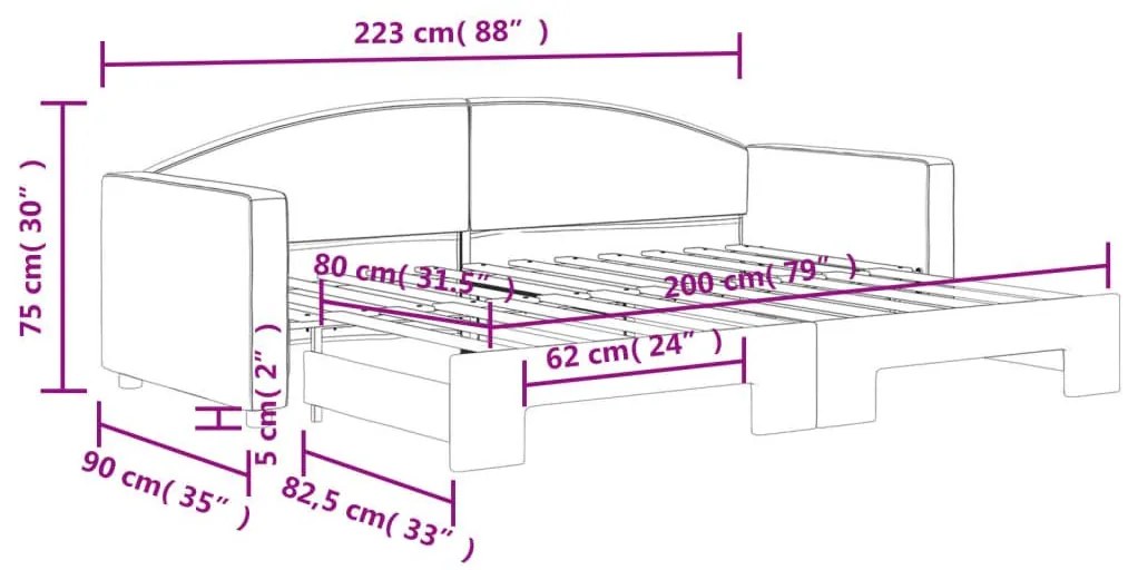 Καναπές Κρεβάτι Συρόμενος Ανοιχτό Γκρι 80 x 200 εκ. Υφασμάτινος - Γκρι