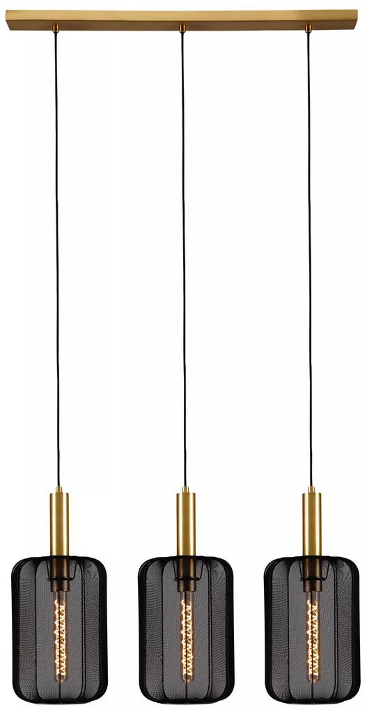 Φωτιστικό Κρεμαστό Lucide 03447-03-30 CORINA Μαύρο Ματ (Black Mat)|Χρυσό Χρώμα (Gold Coloured)