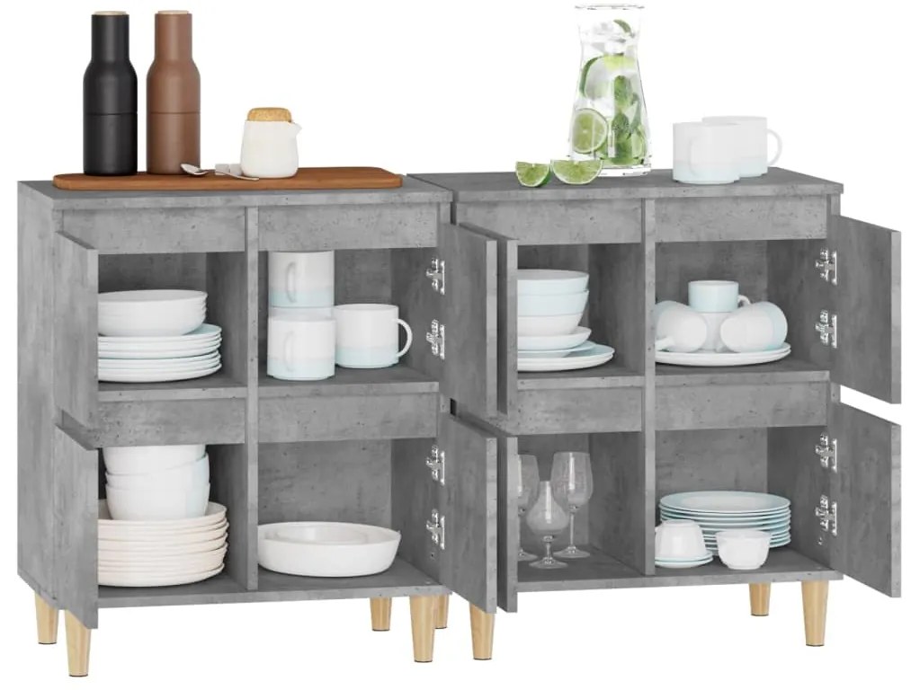 vidaXL Ντουλάπια 2 τεμ. Γκρι Σκυροδέματος 60x35x70 εκ. Επεξεργ. Ξύλο