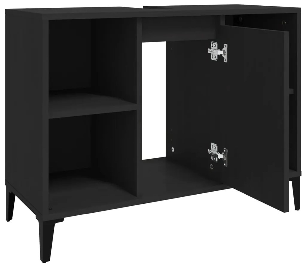 vidaXL Ντουλάπι Νιπτήρα Μαύρο 80 x 33 x 60 εκ. Επεξεργασμένο Ξύλο