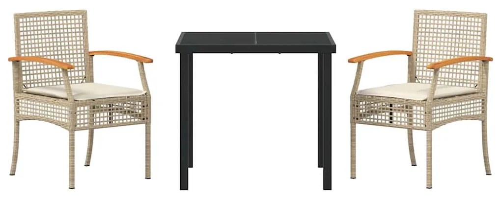 vidaXL Σέτ φαγητού για κήπο 3 pcs Μπεζ συνθετικό ρατάν