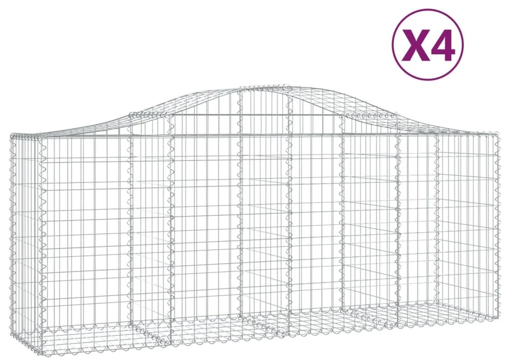 vidaXL Συρματοκιβώτια Τοξωτά 4 τεμ. 200x50x80/100 εκ. Γαλβαν. Ατσάλι