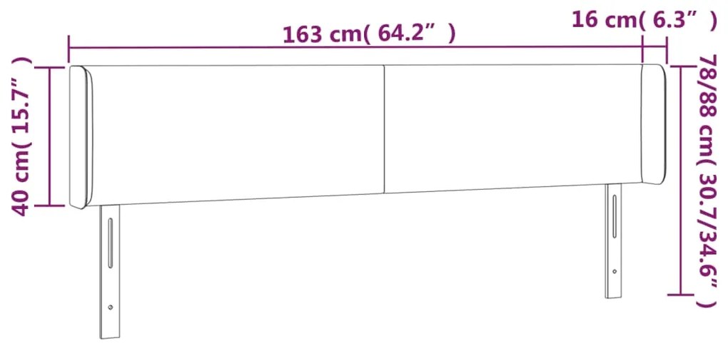 Κεφαλάρι με Πτερύγια Σκούρο Μπλε 163x16x78/88 εκ. Βελούδινο 3118546