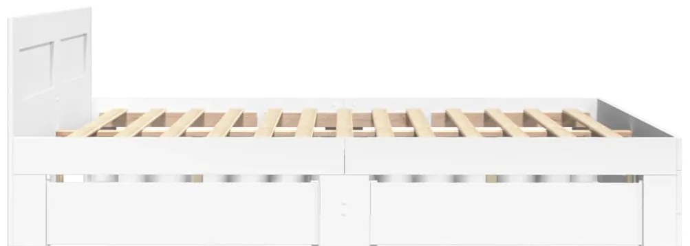 vidaXL Πλαίσιο Κρεβατιού με κεφαλάρι Λευκό 135x190 εκ Επεξεργ. Ξύλο