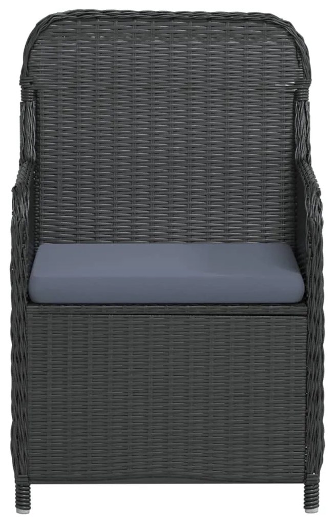 vidaXL Σετ Τραπεζαρίας Κήπου 7 Τεμαχίων Μαύρο με Μαξιλάρια