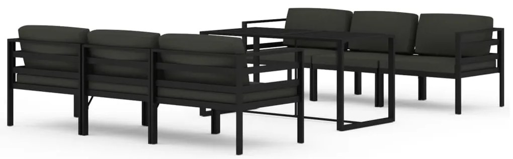 vidaXL Σαλόνι Κήπου 7 Τεμαχίων Ανθρακί Αλουμινίου με Μαξιλάρια