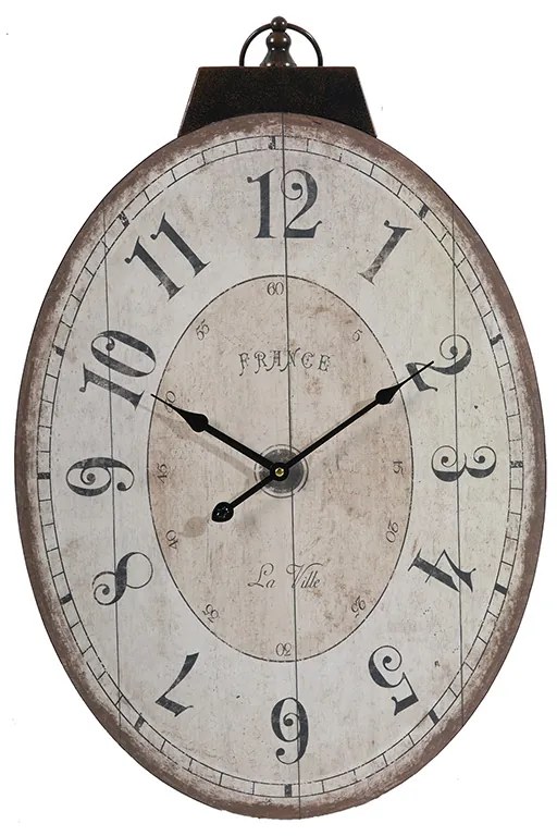 Artekko Clock Ρολόι Τοίχου Οβάλ MDF Μπεζ Μαύρο (45x3.1x73.7)cm