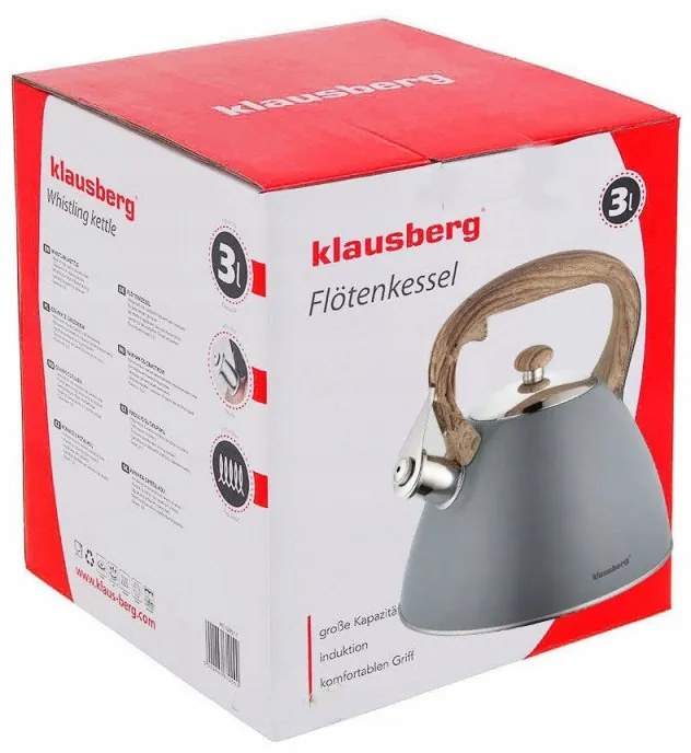 Βραστήρας Klausberg KB 7297, 3 λίτρα, σφύριγμα, επαγωγή, γκρι ανοξείδωτο ατσάλι