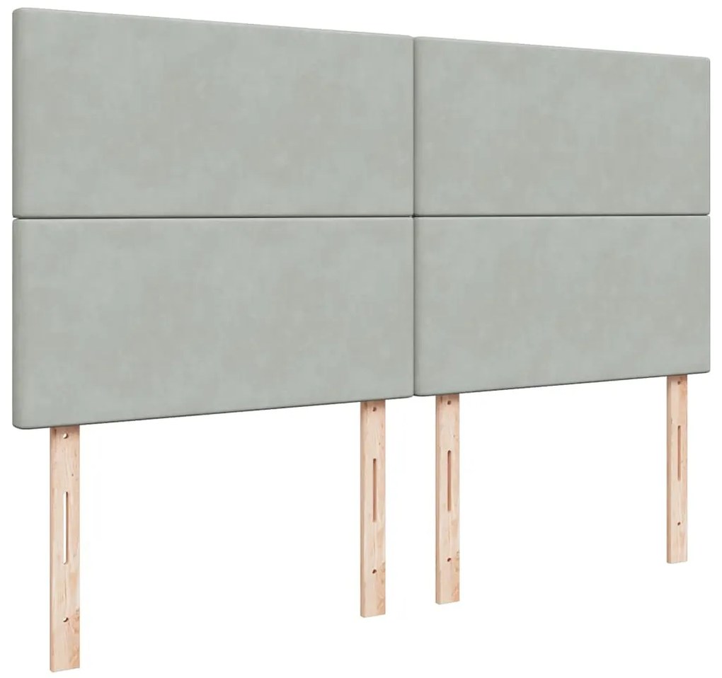 vidaXL Κρεβάτι Boxspring με Στρώμα Ανοιχτό Γκρι 180x200 εκ. Βελούδινο