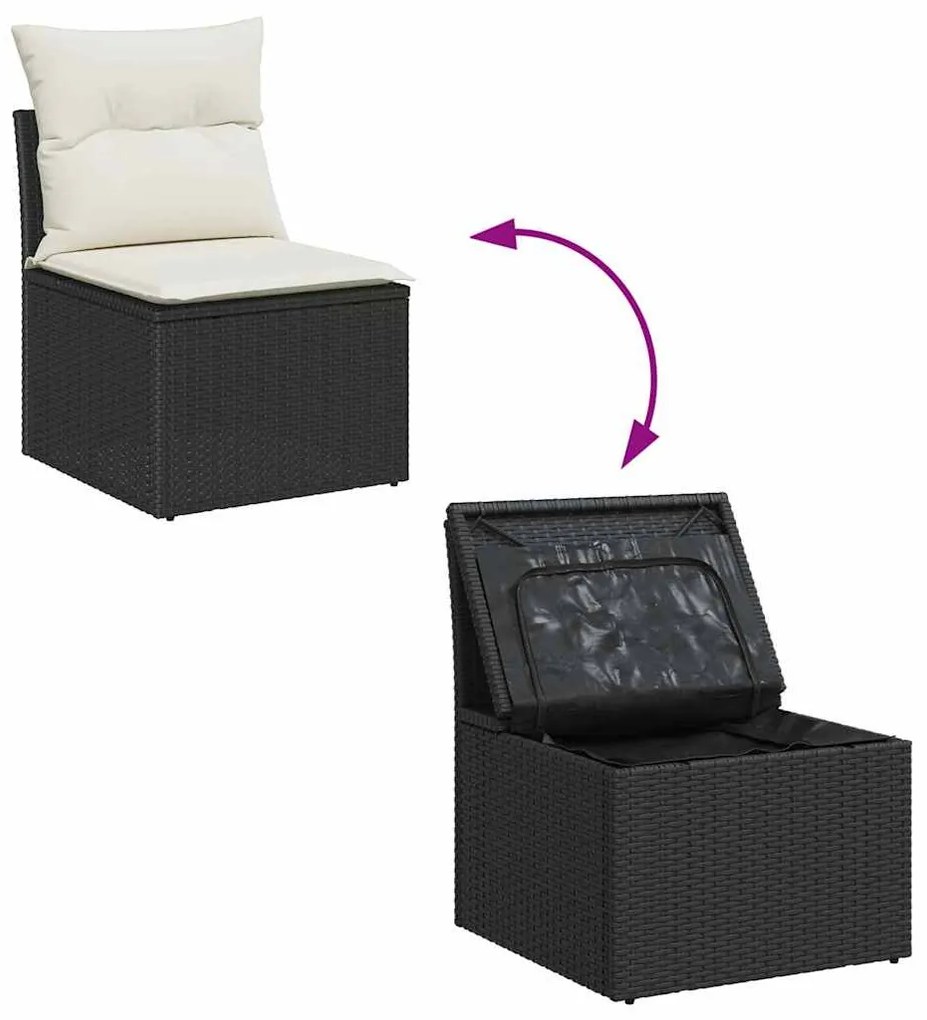 vidaXL Σετ Καναπέ Κήπου με μαξιλάρι 8 pcs Μαύρος, λευκός Πολυ ράταν