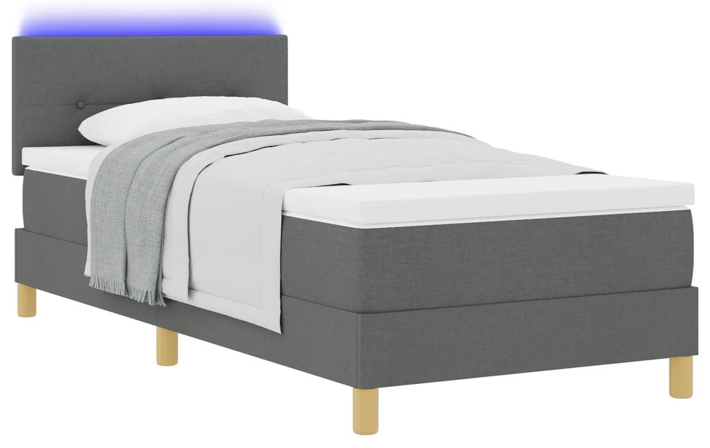 vidaXL Κρεβάτι με Στρώμα & LED Σκούρο Γκρι 80x200 εκ. Ύφασμα