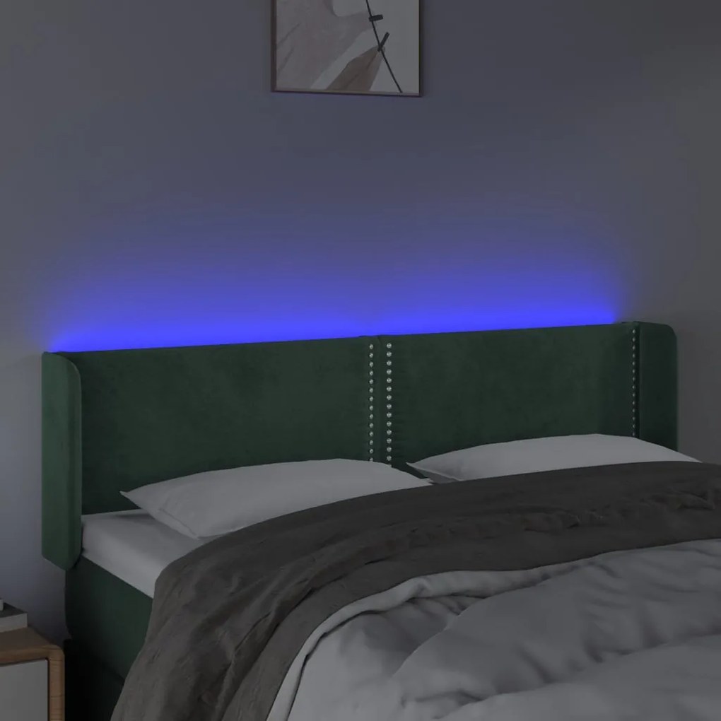 Κεφαλάρι Κρεβατιού LED Σκούρο Πράσινο 147x16x78/88εκ. Βελούδινο 3123147