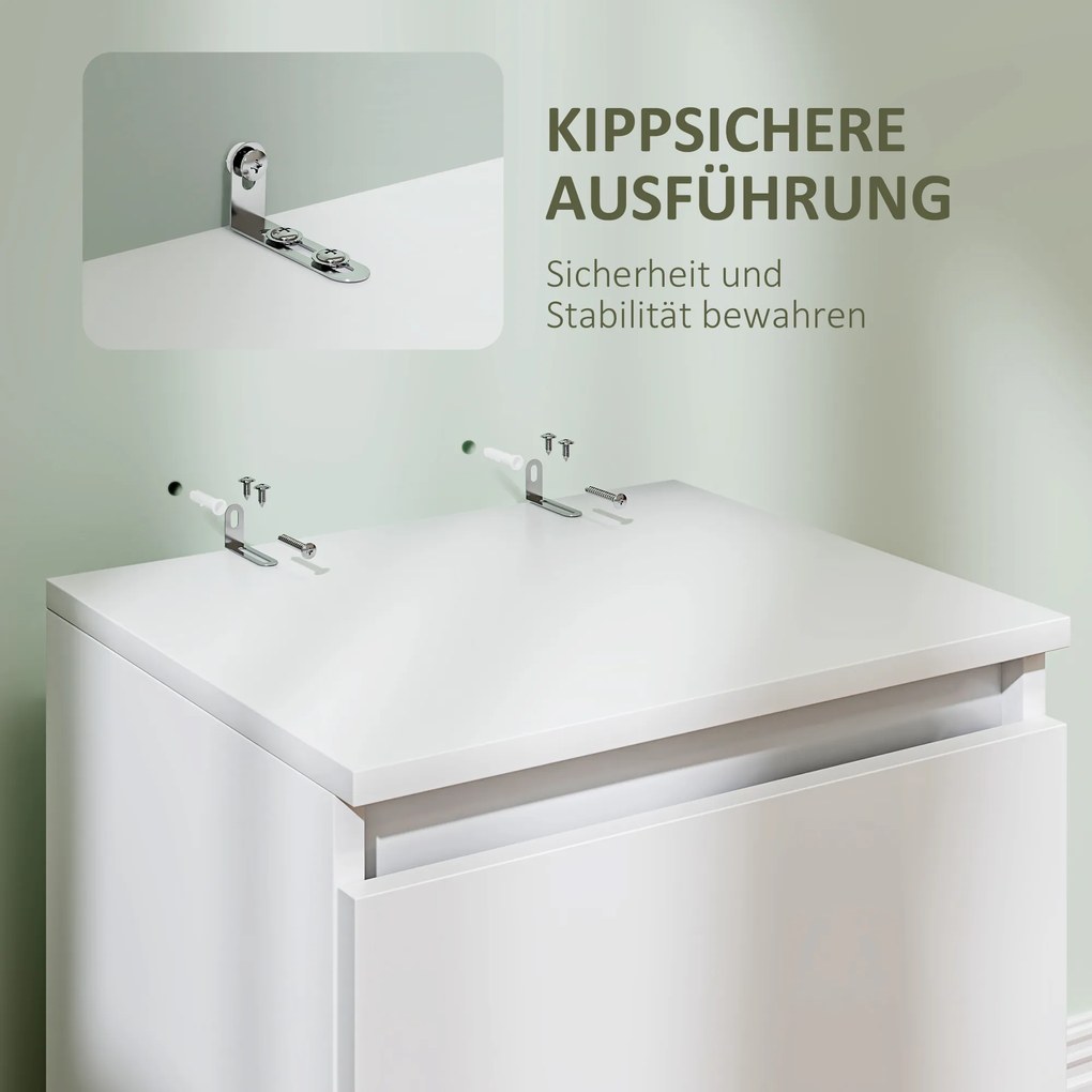 HOMCOM Νυχτικό τραπέζι με 2 συρτάρια, βοηθητικό τραπέζι με αποθηκευτικό χώρο, για σαλόνι, υπνοδωμάτιο, Λευκό