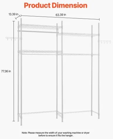 VEVOR Over Washer and Dryer Storage Shelf Two Row 4 Tiers Washer Rack White
