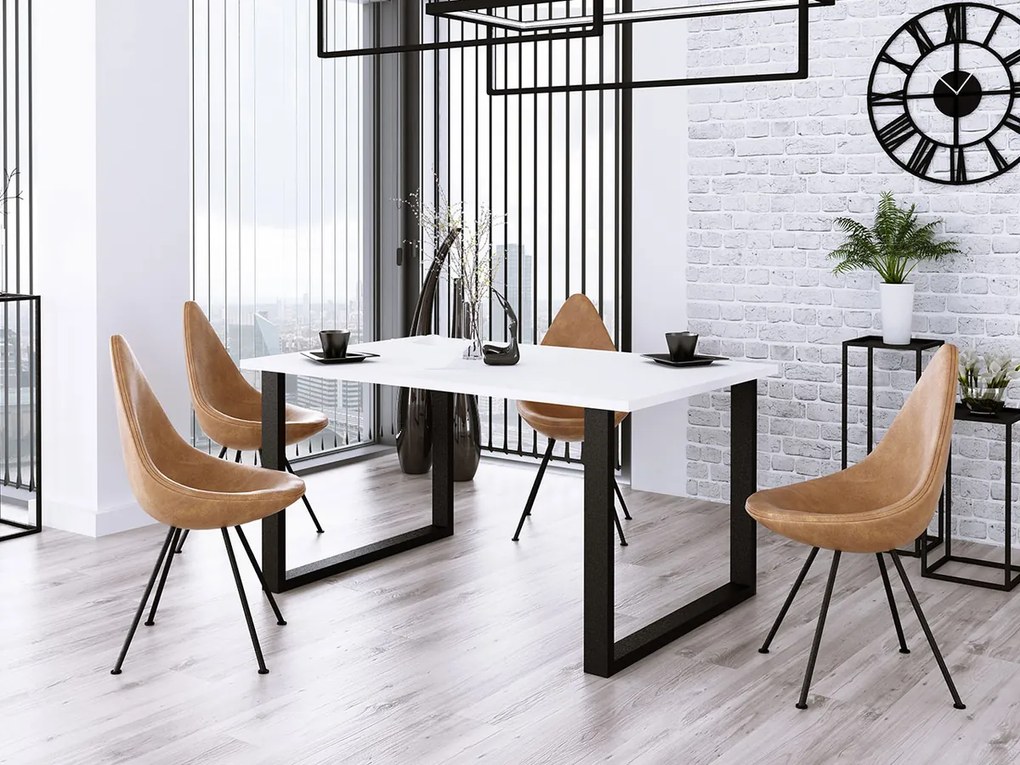 Τραπέζι Tucson 139, Μαύρο, Άσπρο, 75x90x185cm, 54 kg, Πλαστικοποιημένη μοριοσανίδα, Μέταλλο | Epipla1.gr