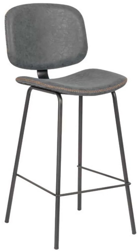 Σκαμπώ BAR BARLEY Μεταλ.Μαύρο/Pu Vintage Grey Grey 43x49x70/102cm (Σετ 2 ΤΕΜ)