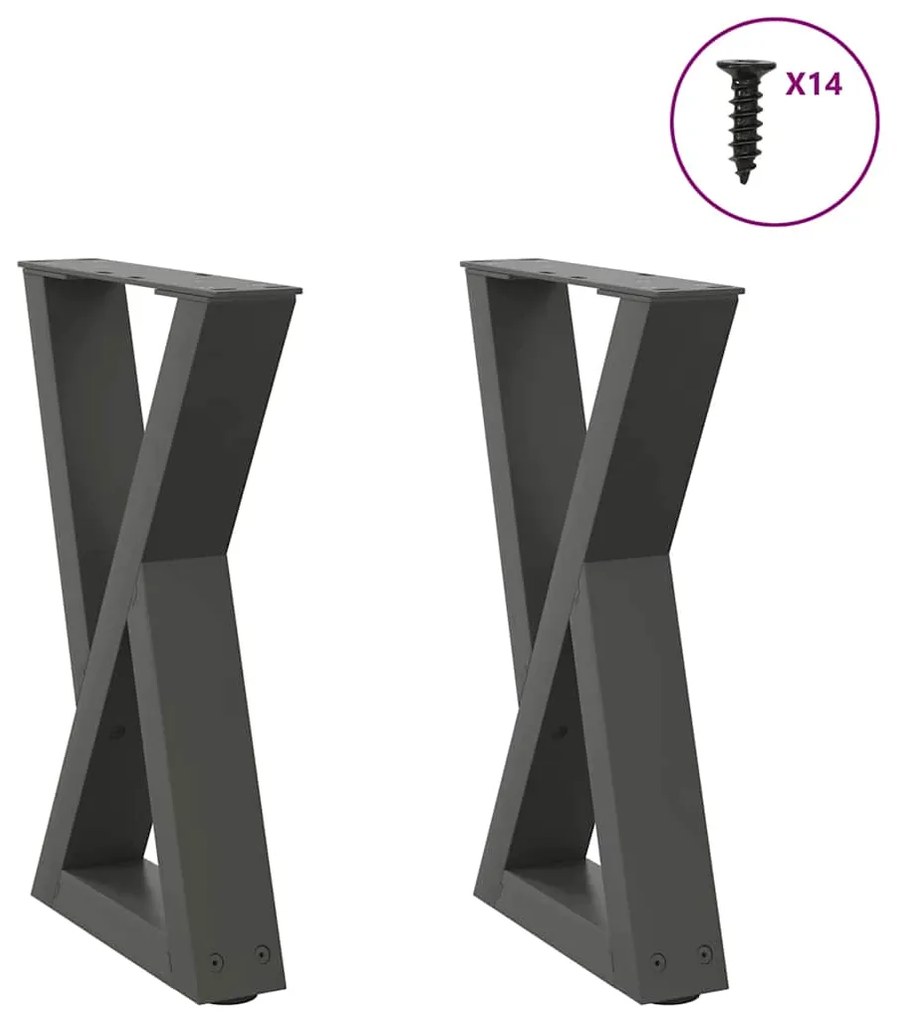 Πόδια Τραπεζιού Σαλονιού 2 τεμ. Ανθρακί 38x(42-43,3) εκ. Ατσάλι