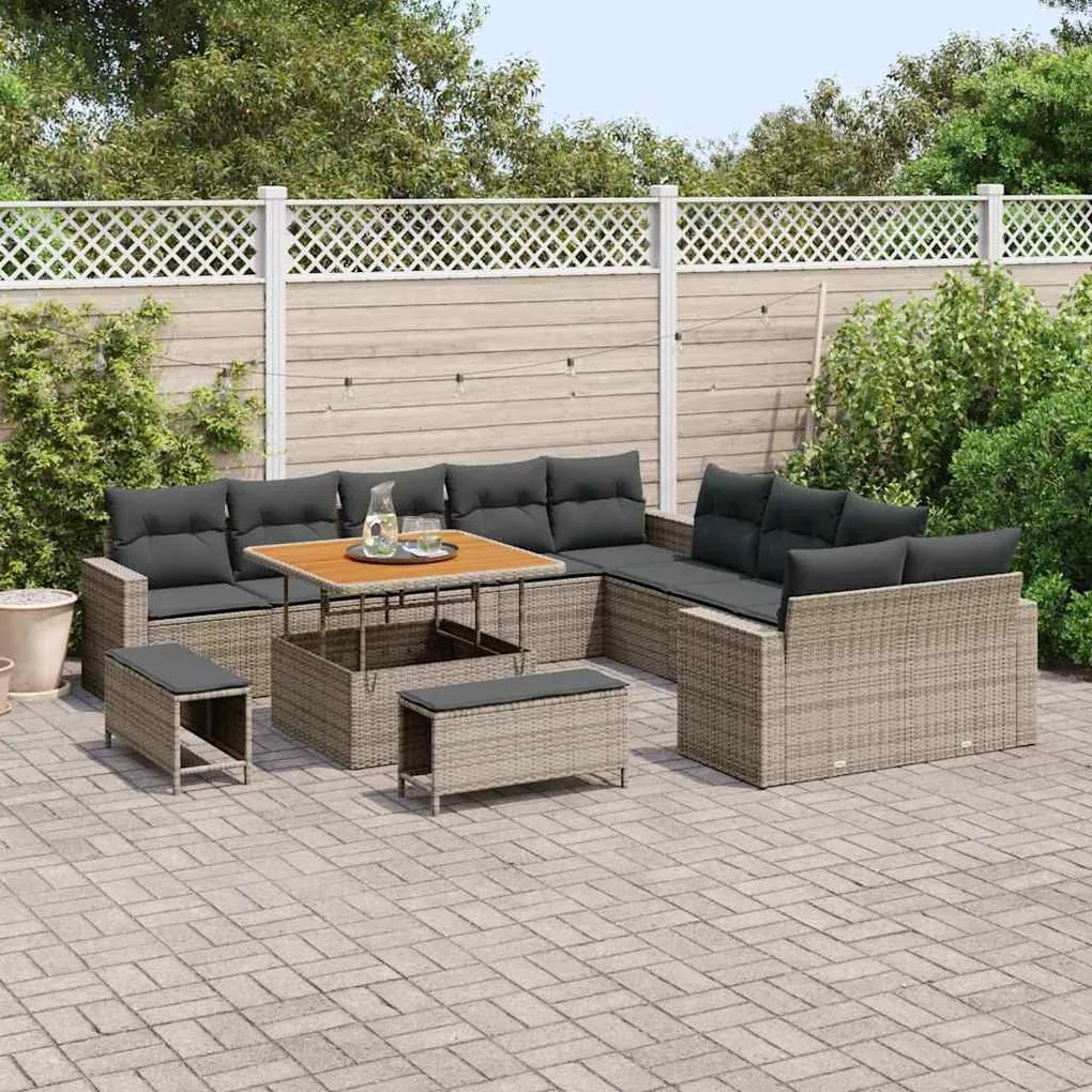 vidaXL Σετ Καναπέ Κήπου 13 pcs Γκρι συνθετικό ρατάν