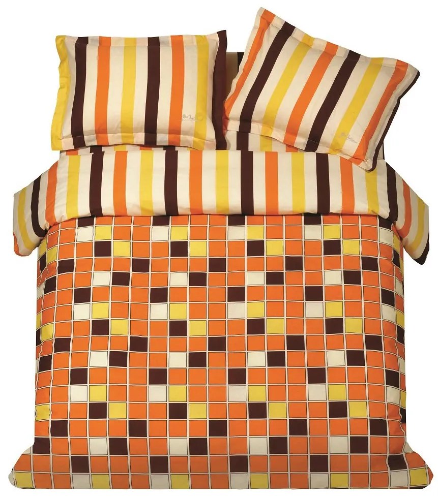 Makis Tselios Home Σετ Παπλωματοθήκη Μονή 160x240 Squares Orange