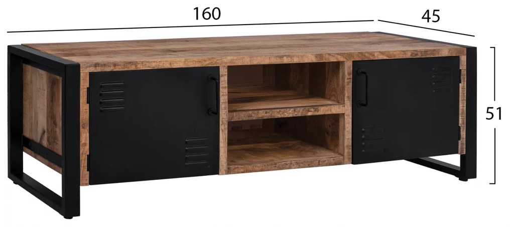 ΕΠΙΠΛΟ TV TURNER HM8189.11 ΜΕΤΑΛΛΟ & ΜΑΣΙΦ ΞΥΛΟ MANGO ΦΥΣΙΚΟ 160x45x51Υ εκ.