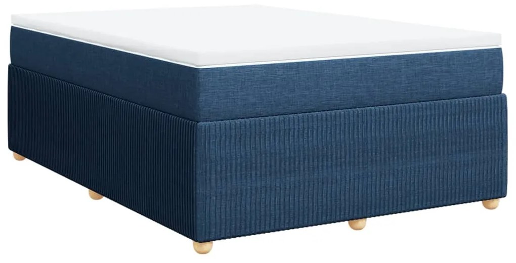 vidaXL Κρεβάτι Boxspring με Στρώμα Μπλε 140x190 εκ. Υφασμάτινο