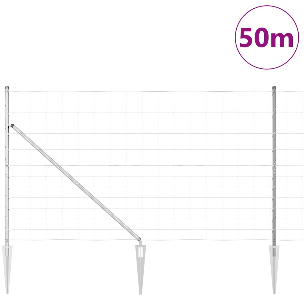 vidaXL Φράχτης 1.4x50 μ Γαλβανισμένο Ατσάλι