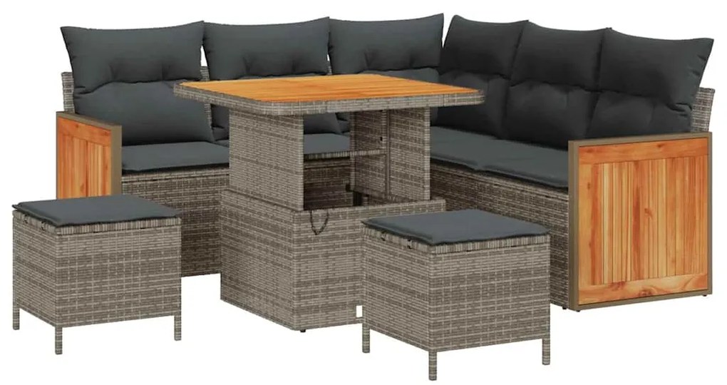 vidaXL Σετ Καναπέ Κήπου με μαξιλάρι 8 pcs Γκρι