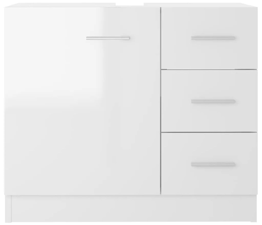 vidaXL Ντουλάπι Νιπτήρα Γυαλιστερό Λευκό 63x30x54 εκ. Επεξ. Ξύλο