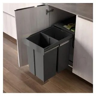 Gollinucci Δοχείο Απορριμμάτων Συρόμενο Σετ 2x14lt Γκρι Για Κ300mm Line 222