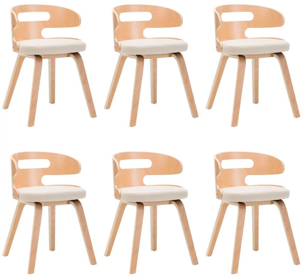 vidaXL Καρέκλες Τραπεζαρίας 6 τεμ. Κρεμ Λυγισμένο Ξύλο/Συνθετικό Δέρμα